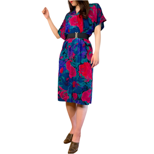 Rococo's SELECT 花柄vintageVネックフレアスリーブワンピース