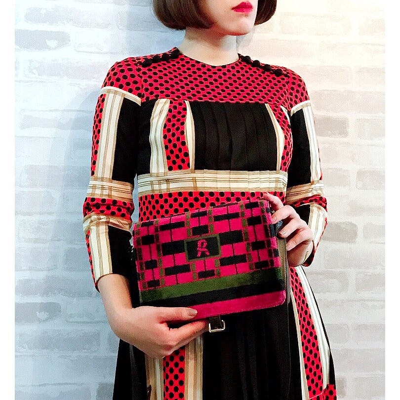 Roberta チェック柄モケットショルダー