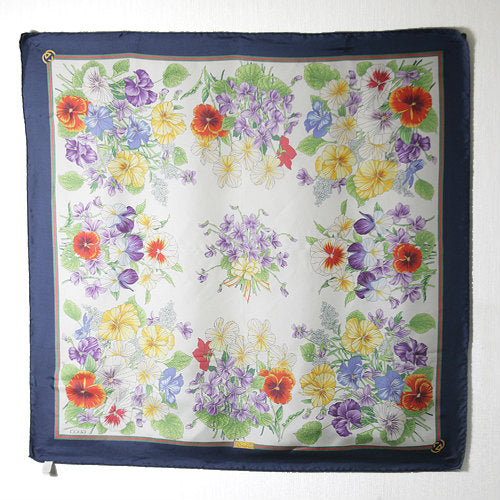 OLD Gucci シルクスカーフ(青FLORA )