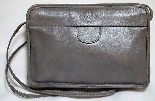 OLD Gucci グレー総皮斜め掛けショルダー(グレー)