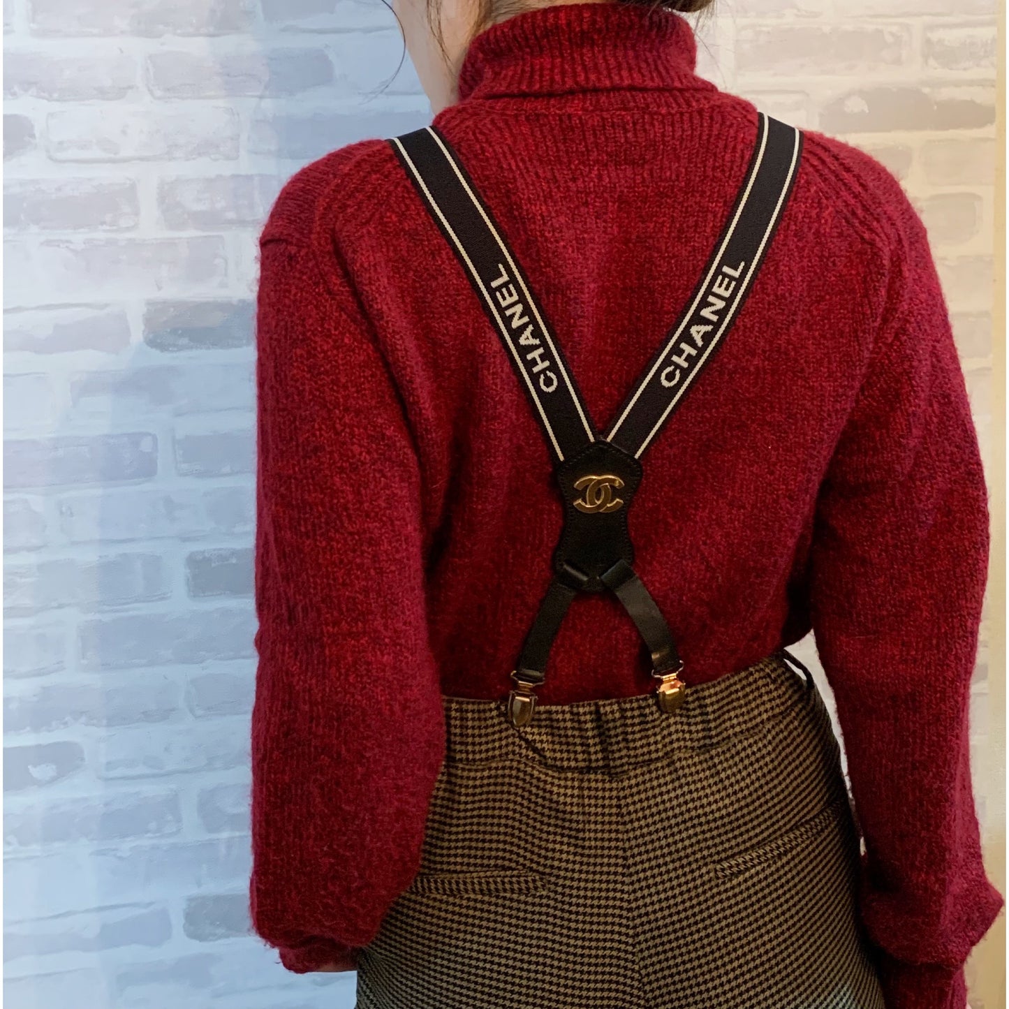 OLD CHANEL ロゴサスペンダー(黒/白)