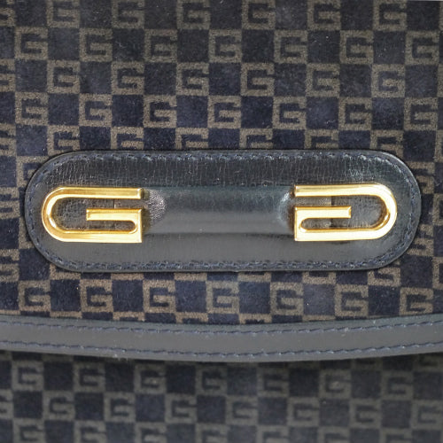 OLD Gucci スクエアGGショルダー(スエード・濃紺)