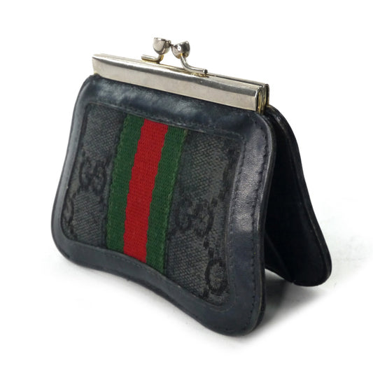 OLD Gucci バタフライがま口小銭入れ(黒)