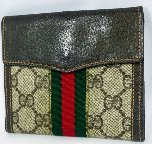 OLD Gucci 二つ折れシェリー財布 (茶)