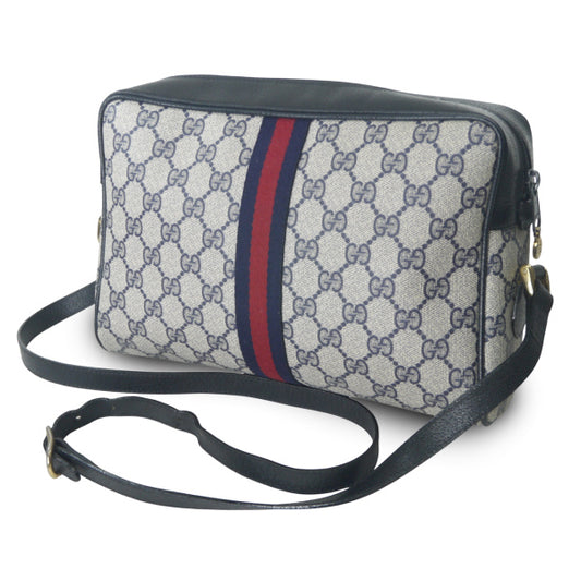 OLD Gucci定番ショルダー縦シェリー(青・大)