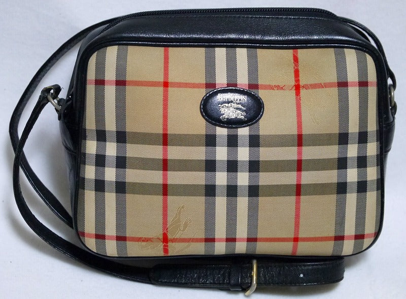 Burberry's チェック×黒斜め掛けショルダー