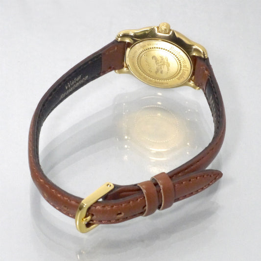 Burberry's ラウンドロゴシェルフェイス腕時計(茶)