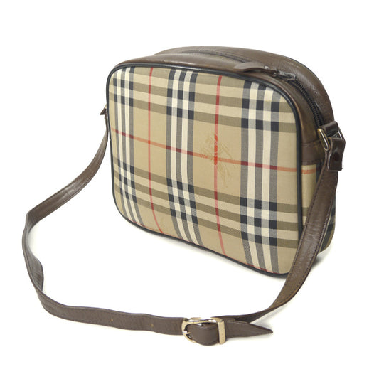 Classical Burberrys ノバチェック柄 定番ショルダーバッグ(ベージュ×茶)