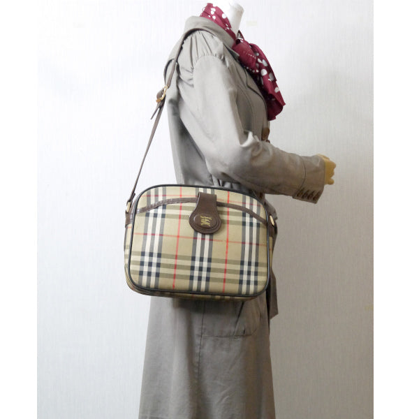 Classical Burberrys ノバチェック柄 定番ショルダーバッグ(ベージュ×茶)