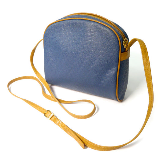 BALENCIAGA ロゴグラム斜めがけミニポシェット(青×キャメル)