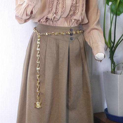 OLD Celine マカダム ゴールド ベルト&ネックレス