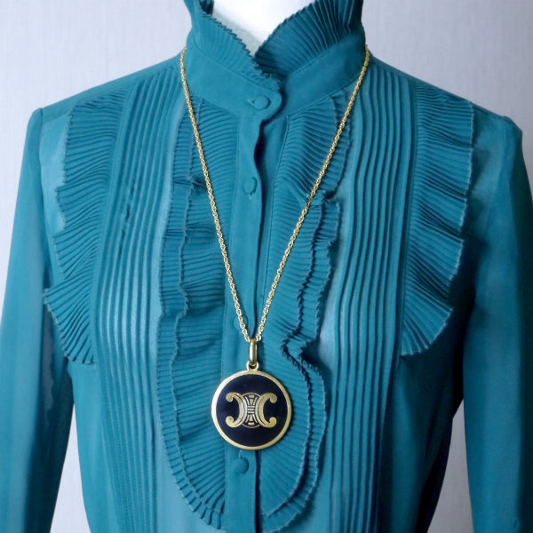 OLD CELINE マカダム ビッグコインロングネックレス(ゴールド)