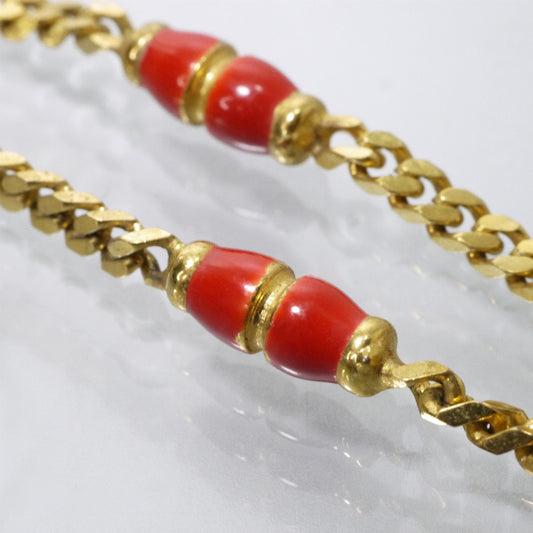 OLD CELINE クラスプチェーンVintageネックレス(ゴールド/赤)