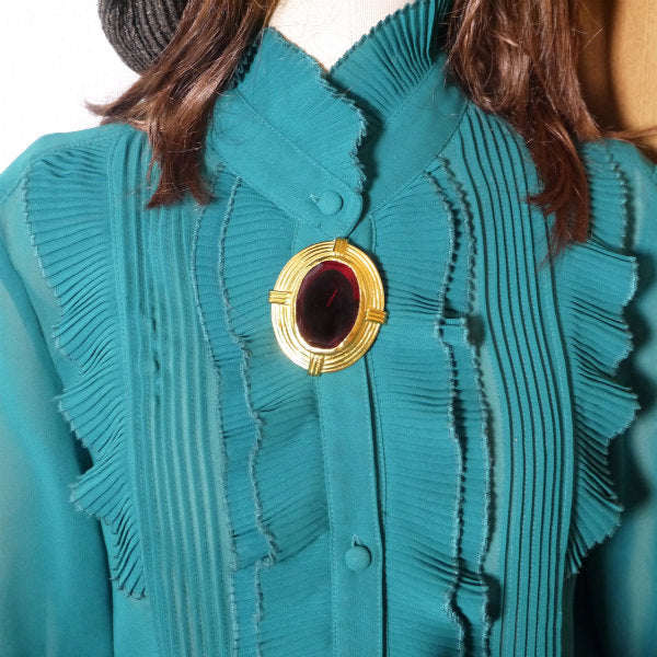 OLD CELINE ビッグレッドガラス ブローチ