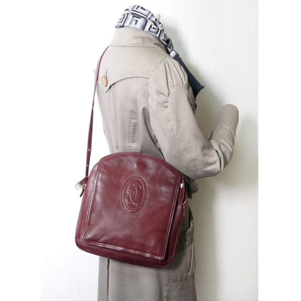 Cartier 2WAY縦長ロゴ レザーバッグ(ボルドー)