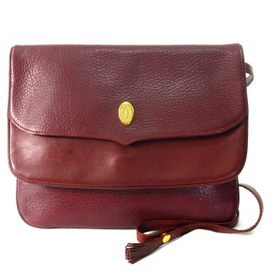 Cartier マストライン半円2WAYバッグ&眼鏡入れセット(ボルドー)