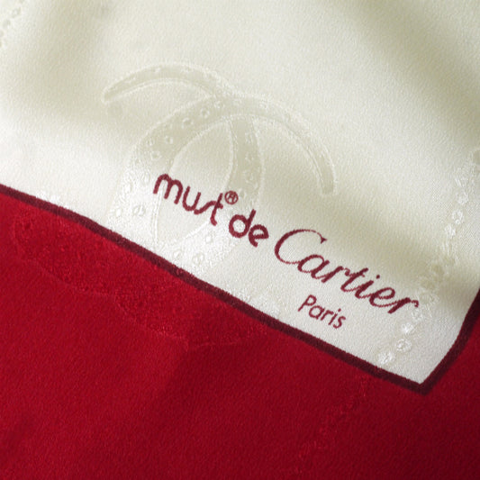 Cartier 大判シルクスカーフ(赤・白系)