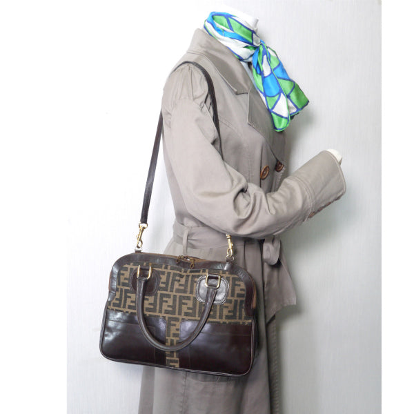 Fendi ズッカ柄リバーシブル ショルダー付ボストン