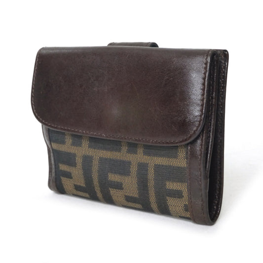 FENDI ズッカ柄Wホック折財布(茶)
