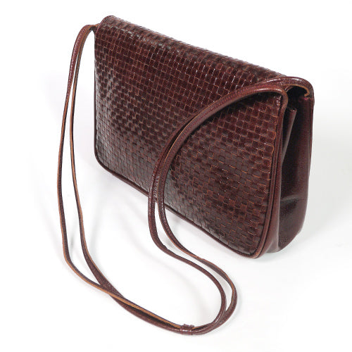 OLD Fendi 革編み込みショルダー(茶)