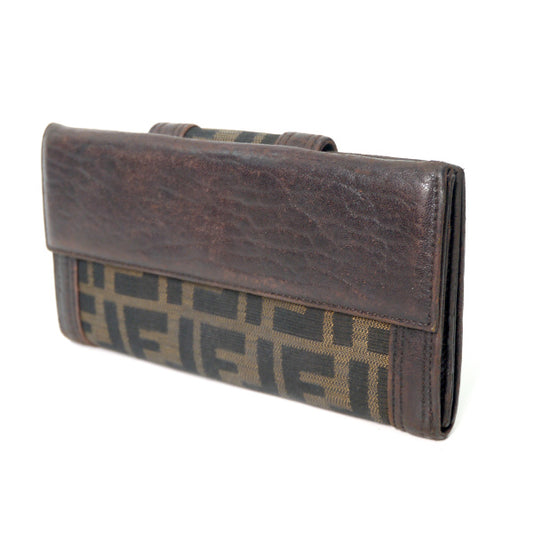 Fendi レア!!筆記体ロゴ ズッカ柄 長財布(茶)
