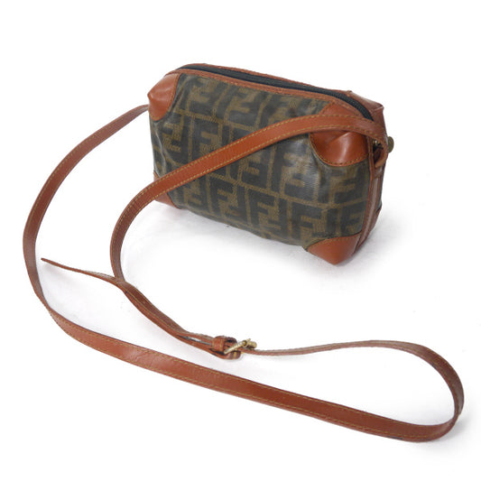 FENDI ズッカ柄PVCボックス型ミニショルダー(茶)