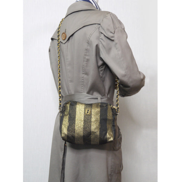 Fendi レア!ペカン柄ラメ織チェーンポシェット(ゴールド)