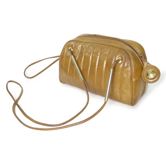 Fendi Wショルダー ステッチレザーバッグ(茶)