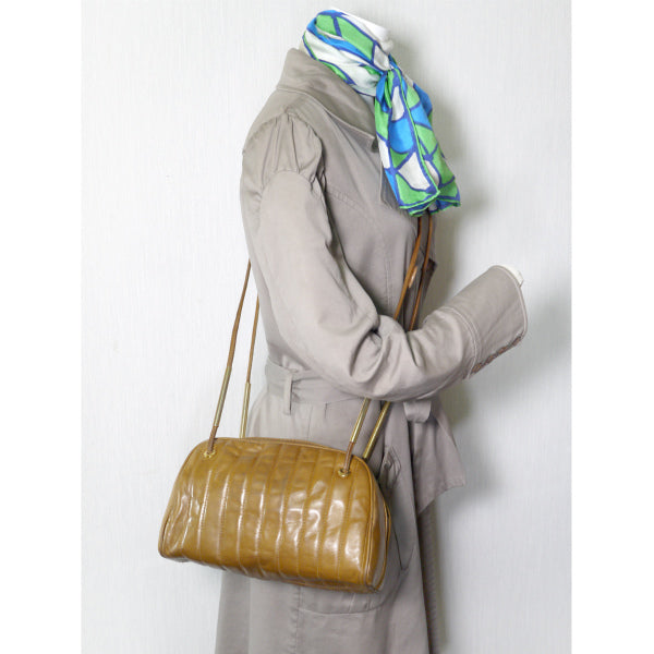 Fendi Wショルダー ステッチレザーバッグ(茶)