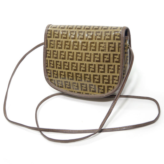 Fendi ズッキーノ柄 フリンジ付ミニポシェット(茶)