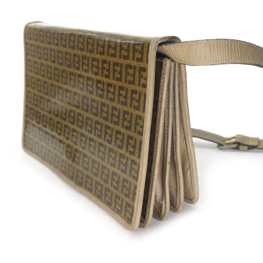 FENDI ズッキーノ柄 アコーディオンショルダー(茶)