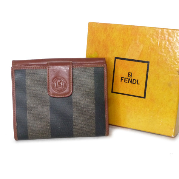 【美品】FENDI フェンディ 二つ折り財布 札入れ ペカン FENDI ペカン柄2つ折り財布（茶/箱付き） – Vintage Shop Rococo