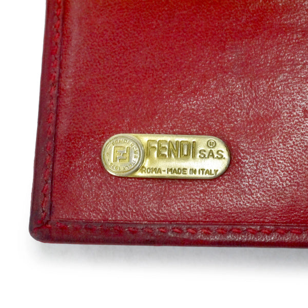 FENDI レオパード柄がま口折財布(赤系)