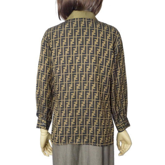 FENDI vintageズッカ柄シャツブラウス(茶)