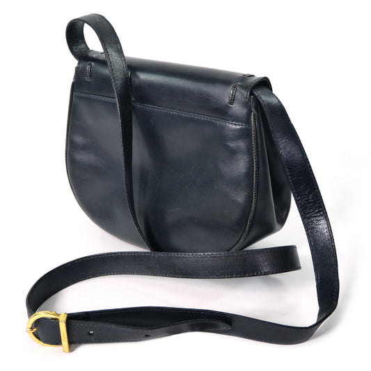 Salvatore Ferragamo Varaリボン半円レザーポシェット(黒)