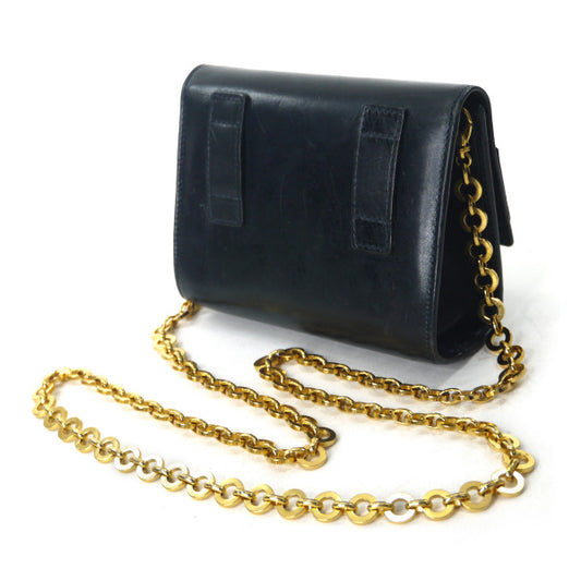 Salvatore Ferragamo Varaリボン総革3wayミニチェーンバッグ(濃紺)