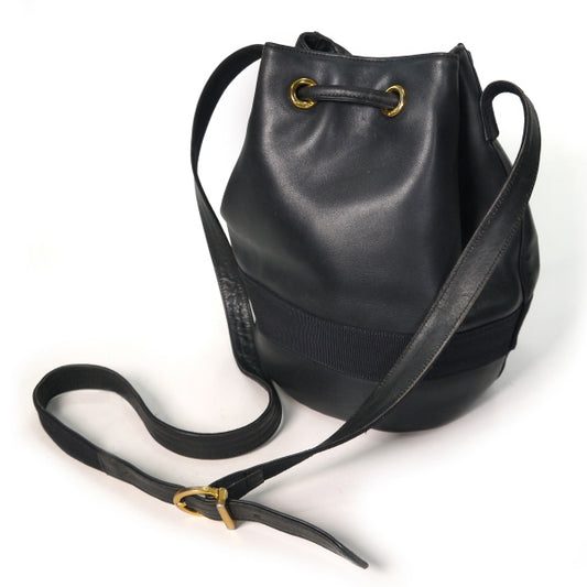 Salvatore Ferragamo Varaリボン巾着ショルダー(濃紺)