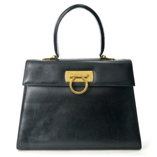 Salvatore Ferragamo ガンチーニ留め具2WAYハンドバッグ(黒)