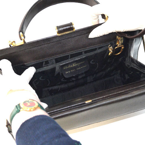 Salvatore Ferragamo 総皮ブリーフバッグ(濃茶)