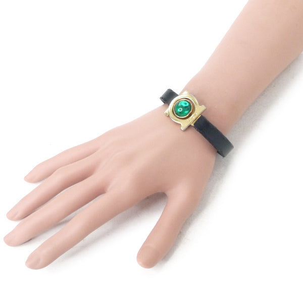 Salvatore Ferragamo ガンチーニ カラーストーンレザーバングル(緑/黒)