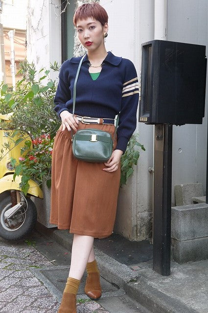 Salvatore Ferragamo リザード型押しリボンショルダー(緑)