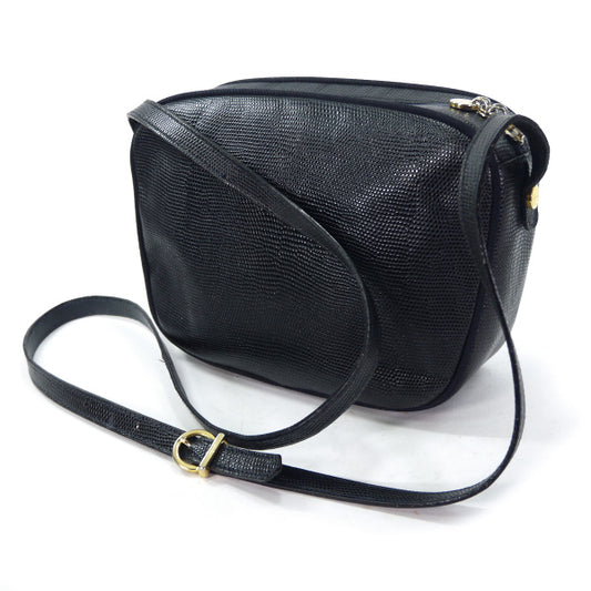 Salvatore Ferragamo リザード型押しVaraリボンショルダー(紺)