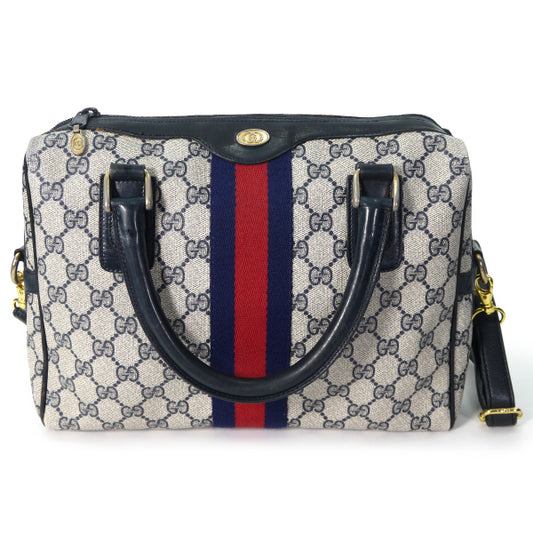 OLD Gucci 薄型ショルダー付ミニボストン(青)