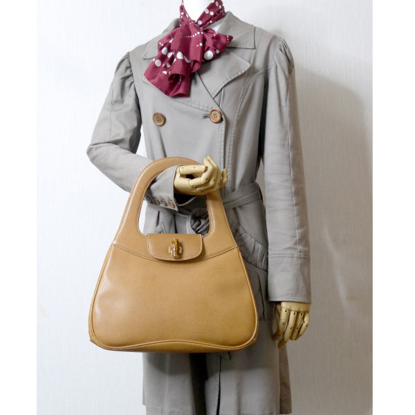 OLD Gucci バンブーロック ハンドバッグ(キャメル)
