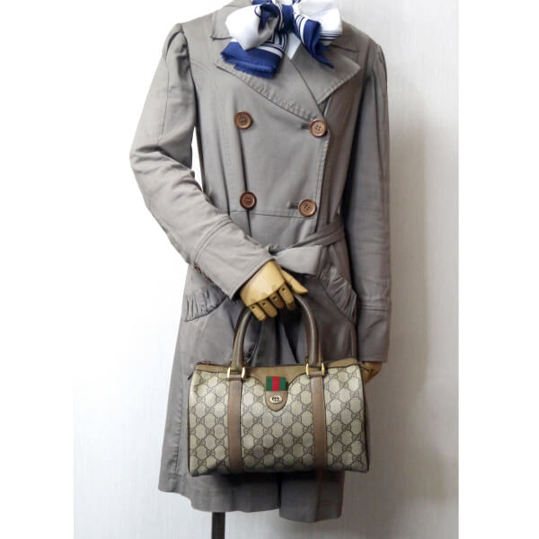 OLD Gucci ミニシェリー定番ボストン(茶・小)