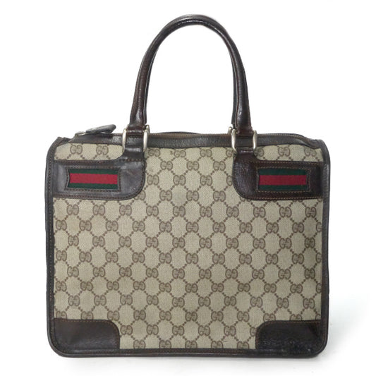 OLD Gucci 70sスクエアミニボストン(茶・横シェリー)