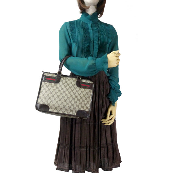 OLD Gucci 70sスクエアミニボストン(茶・横シェリー)