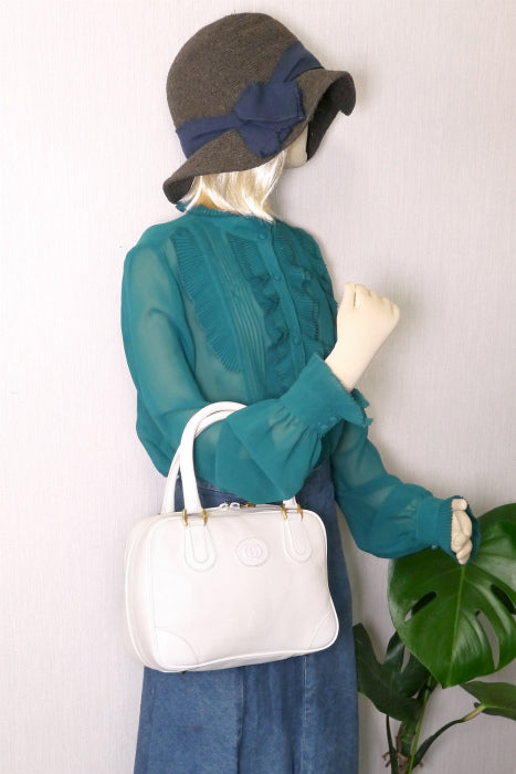 OLD Gucci丸型 総革ミニボストン(ホワイト)