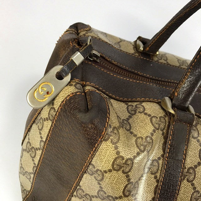 OLD Gucci 皮コンビボストン(小/茶)