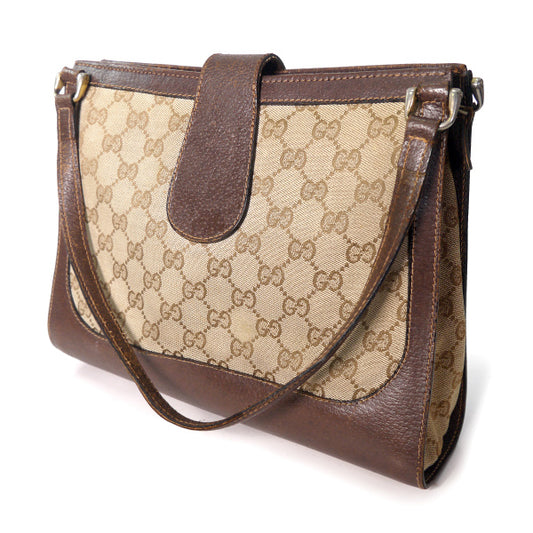 OLD Gucci 70s希少!ジャガード ハンドバッグ(茶)